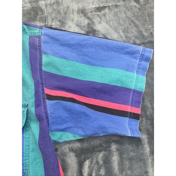 Introspect Shirt Mens L Button Up Multicolor Wide Stripe Academia Preppy - Picture 3 of 12